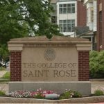A sign that says the college of saint rose.