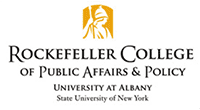 A logo for rockefeller college public affairs and policy.
